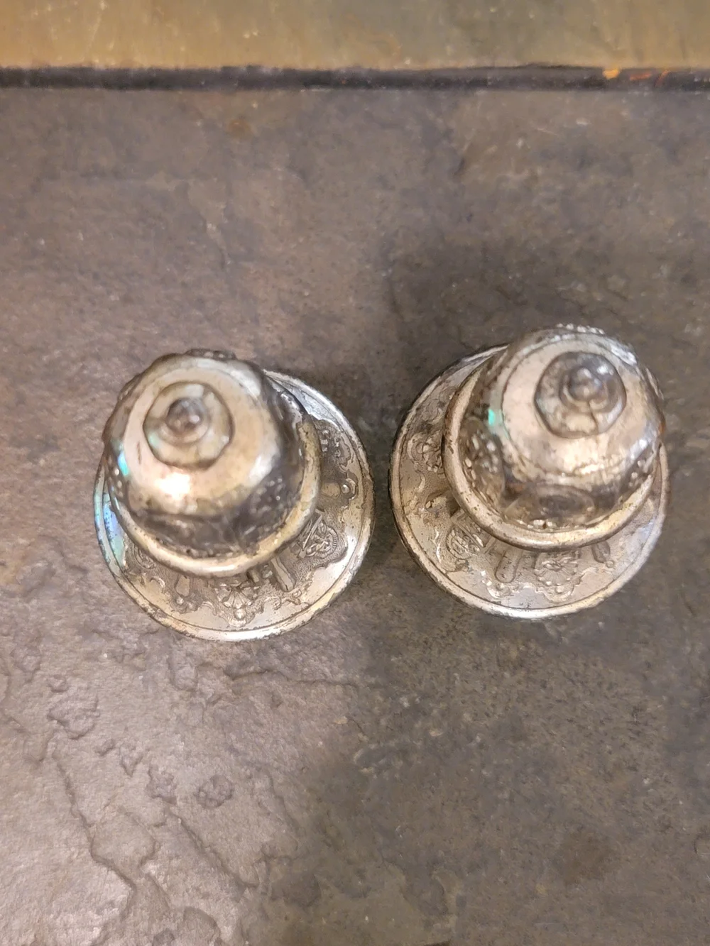 Decorative Silver-Tone Metal Salt and Pepper Shakers